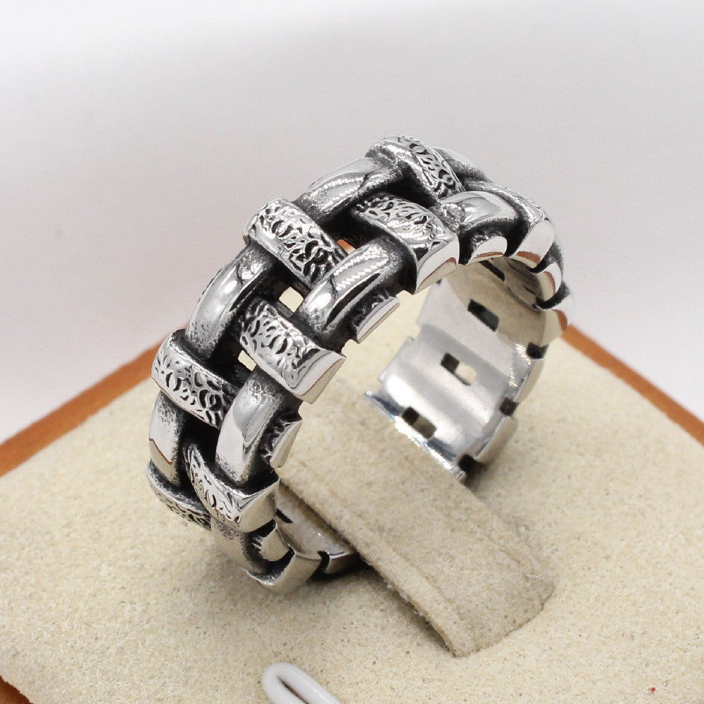 Personalized Retro Titanium Steel Ring for Men - European and American Style