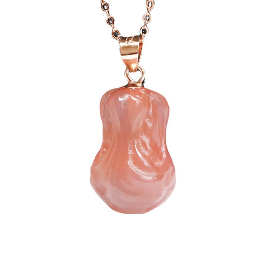 Agate Cabbage Pendant Necklace in Rose Gold-Plated Sterling Silver