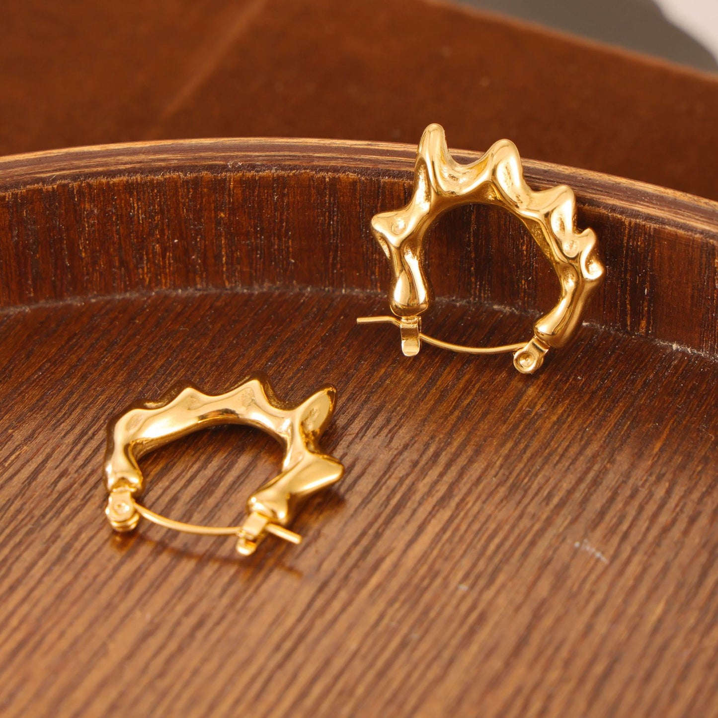 Geometric Fusion Gold-Plated U-Shaped Earrings