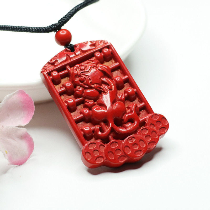 Mystical Cinnabar Pixiu Abacus Red Sand Pendant Jewelry