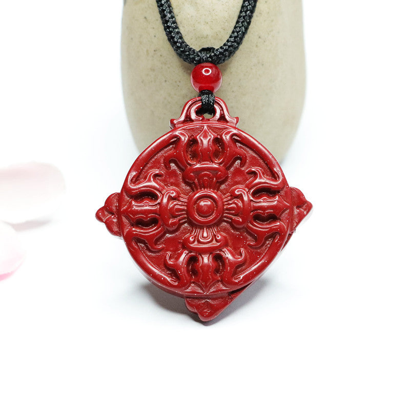 Cinnabar Pendant Purple Gold Sand Medallion Vajra Pendant