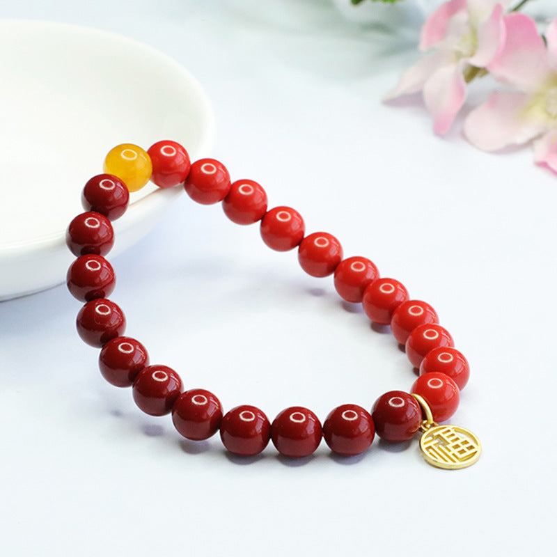 National Style Cinnabar and Sterling Silver Bracelet - Fortune's Favor Collection