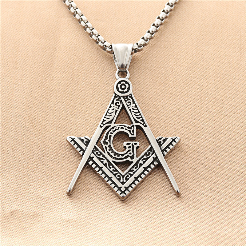 Titanium Steel Freemason Hollow Pendant Necklace for Men - Retro Punk Trend