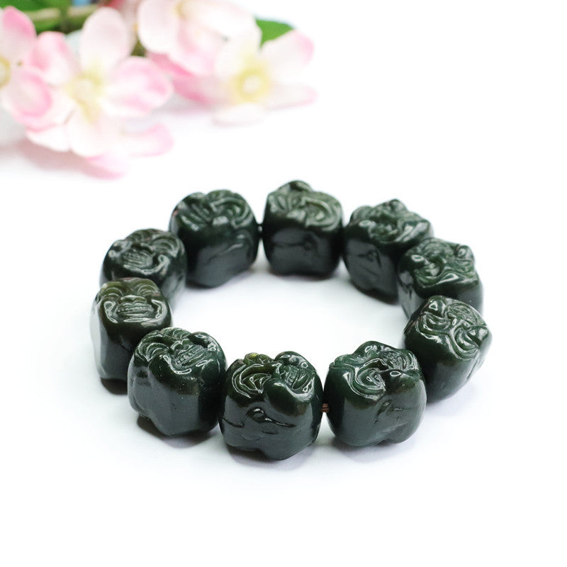 Green Buddha's Head Jade Bracelet