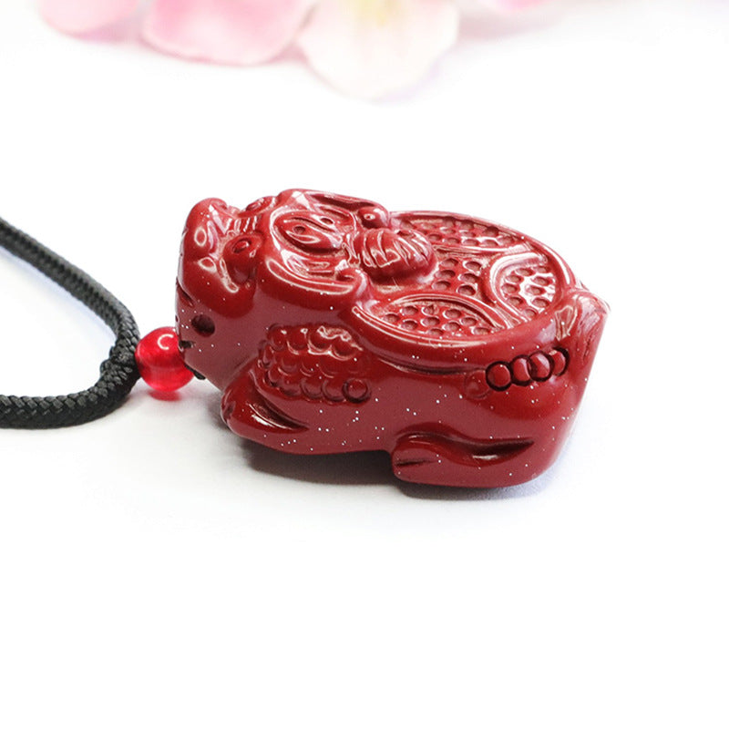 Fortune's Favor Sterling Silver Cinnabar Pixiu Pendant