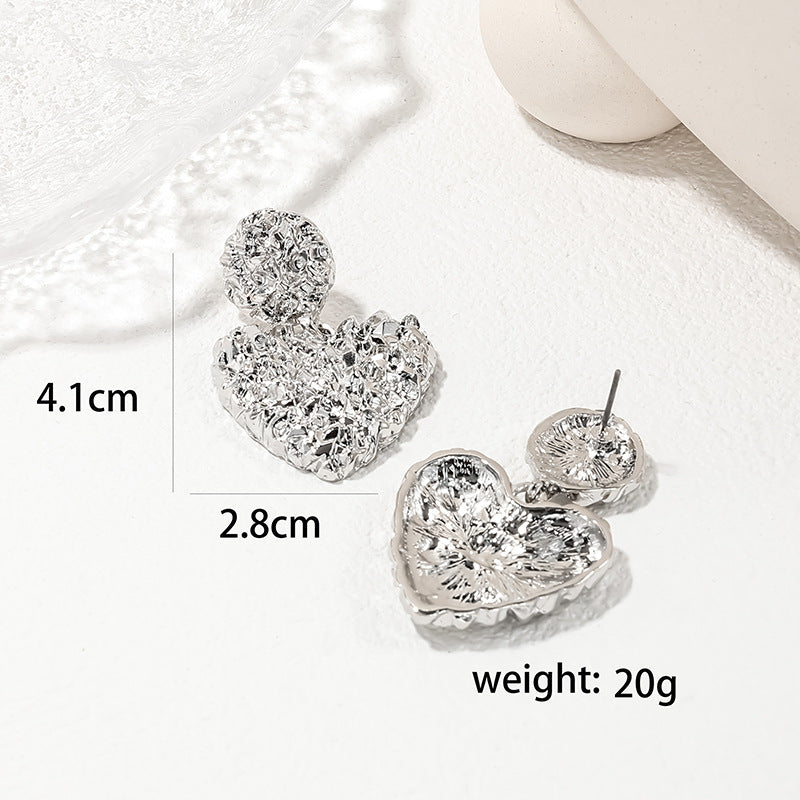 Lava Heart Shaped Pendant Earrings in European and American Style