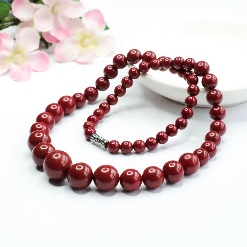 Cinnabar Necklace Different Sizes Beads Chain Jewelry