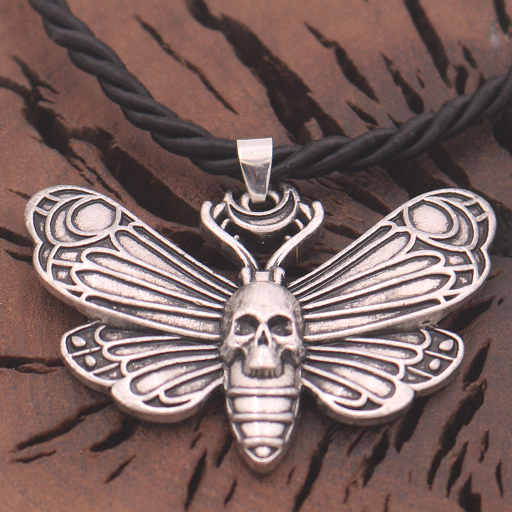 Gothic Butterfly and Skull Pendant Necklace - Norse Legacy Collection