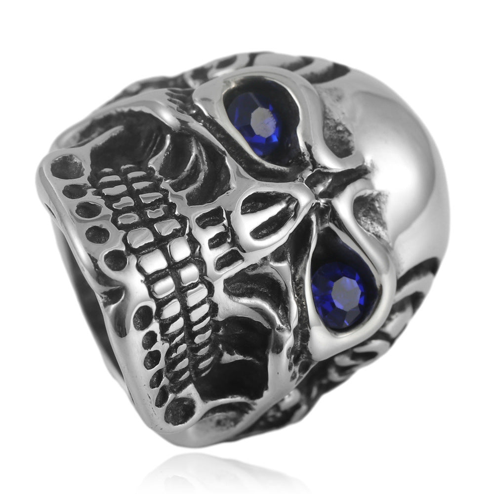 Men's Retro Titanium Steel Skull Ring - European and American Design