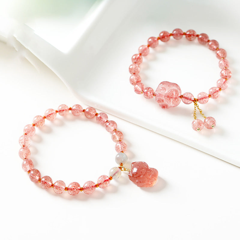 Fortune's Favor Sterling Silver Strawberry Crystal Bracelet