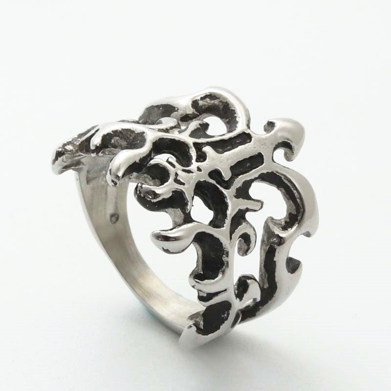 Titanium Steel Flame Ring - Retro Punk Jewelry for Men, Unique Designer Accessory