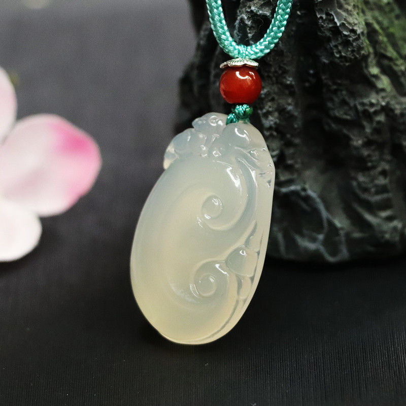 Brazil Ice White Chalcedony Ruyi Pendant Jewelry