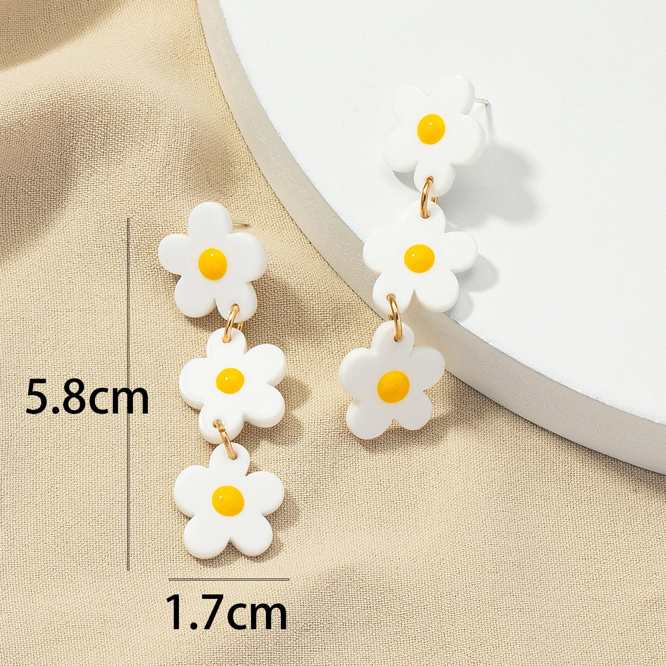 Trendy Long Floral Yellow Acrylic Earrings from Vienna Verve Collection