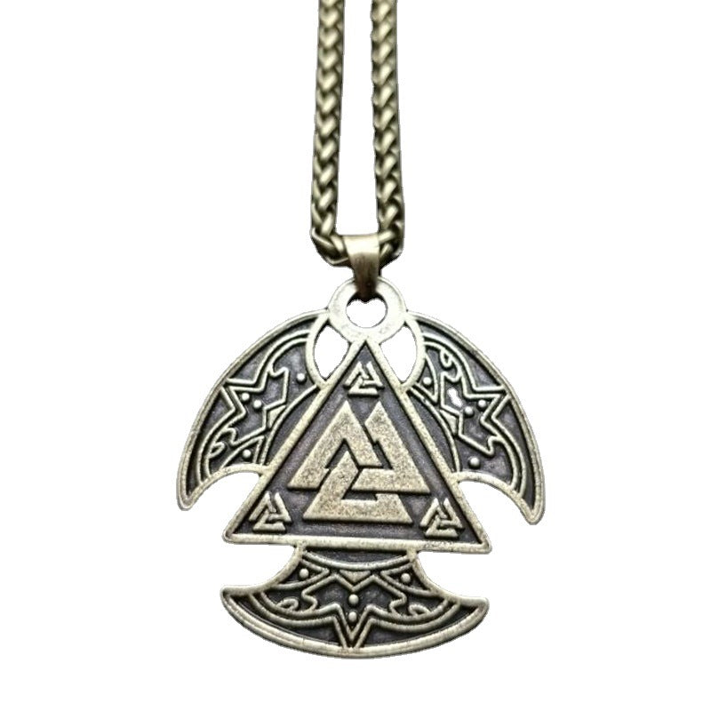 Valknut Triple Axis Viking Pendant Necklace - Scandinavian Norse Legacy Jewelry for Men