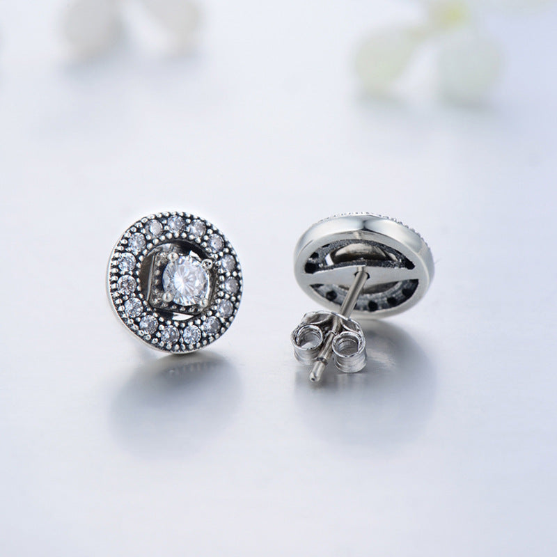 Elegant Zircon Sterling Silver Two-piece Stud Earrings