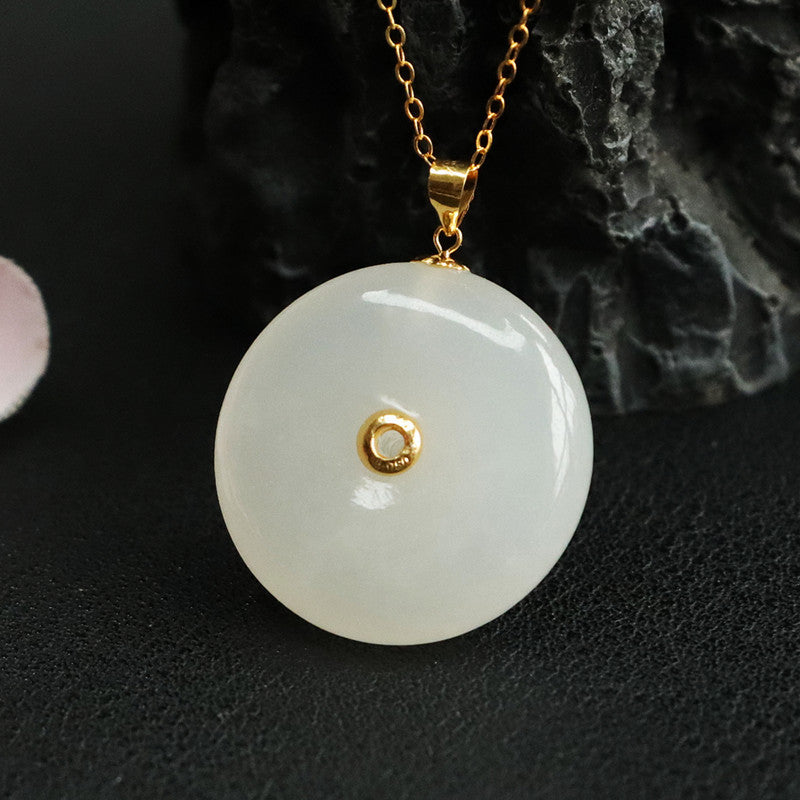 White Jade Ping An Buckle Necklace from Fortune's Favor Collection