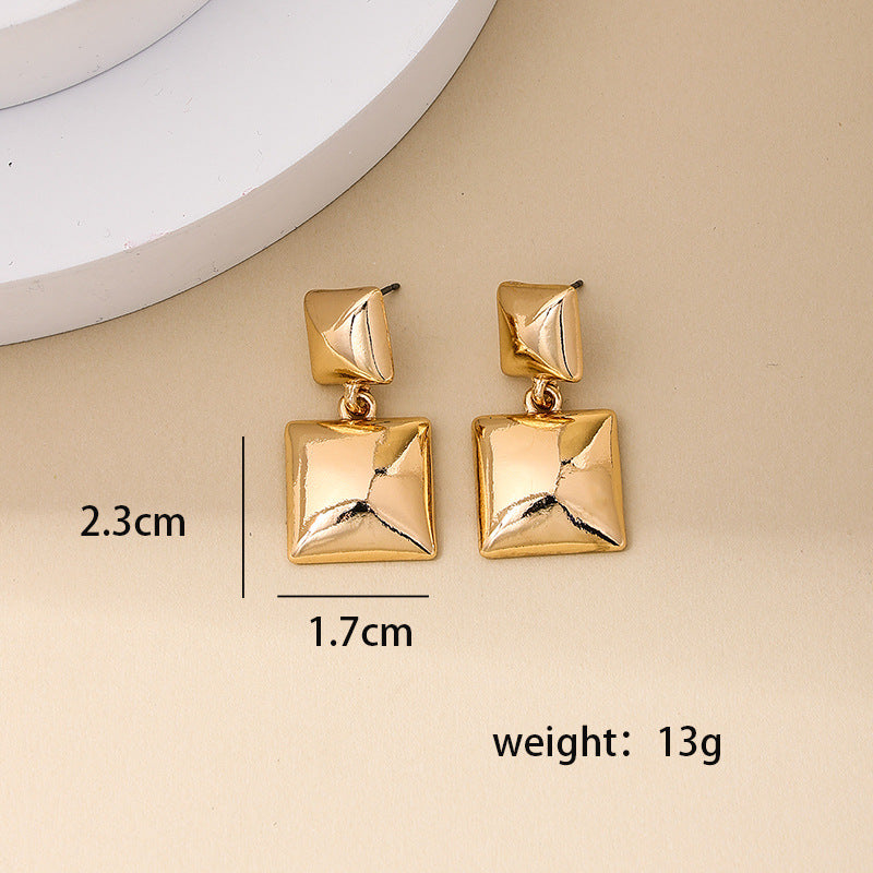 Retro Geometric Metal Earrings - Vienna Verve Collection