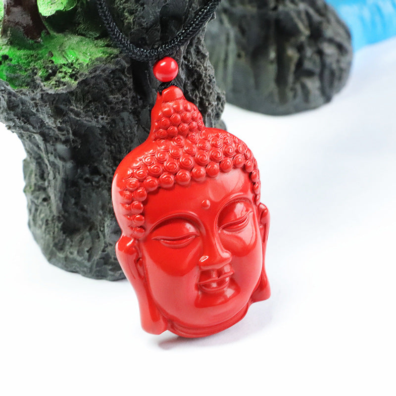 Buddha Head Pendant with Red Sand Ancestral Accent