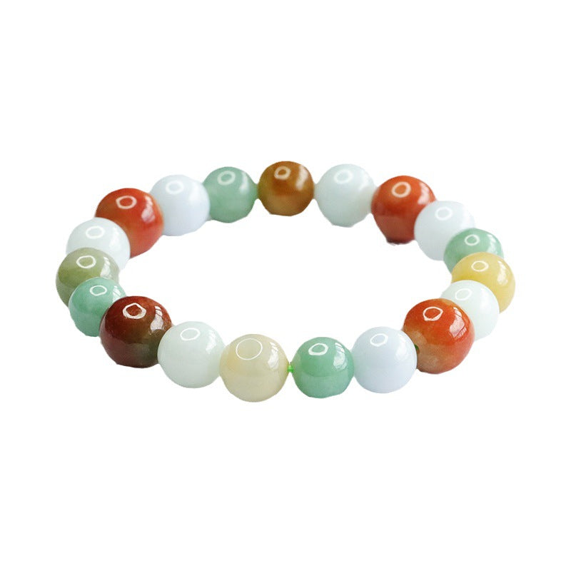 Colorful Jade Bracelet with Sterling Silver Needle