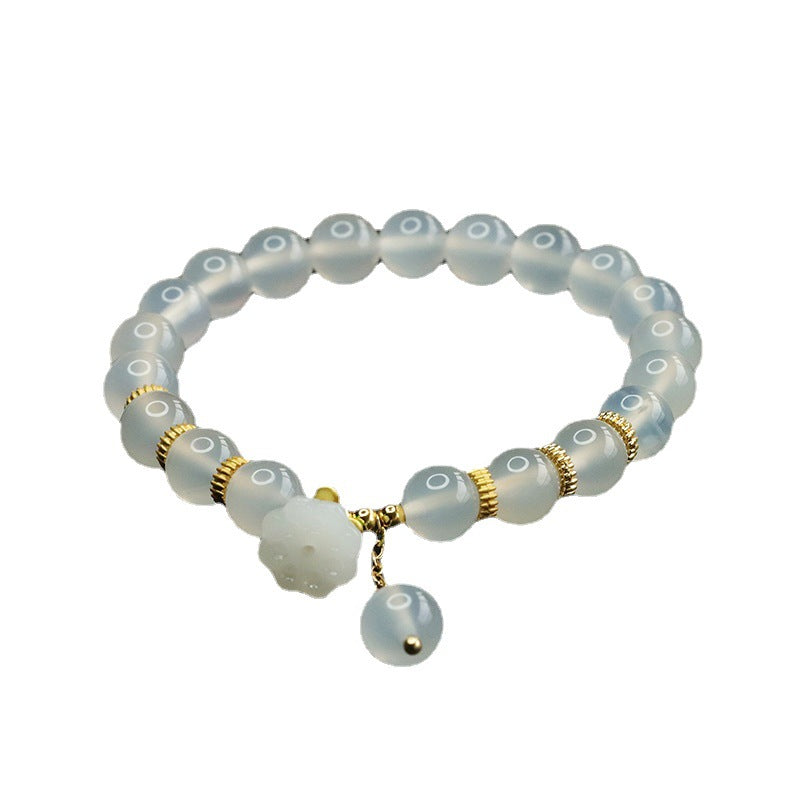 Lotus Slippery Agate and Chalcedony Sterling Silver Bracelet