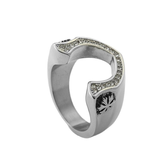 Personalized Retro Snowflake Zircon Ring for Men in Titanium Steel - Trendy Accessories