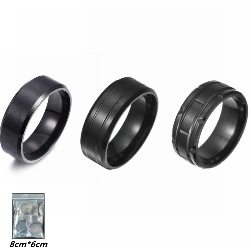 Black Matte Titanium Steel Ring - Men's Wedding Band Europe & America Collection