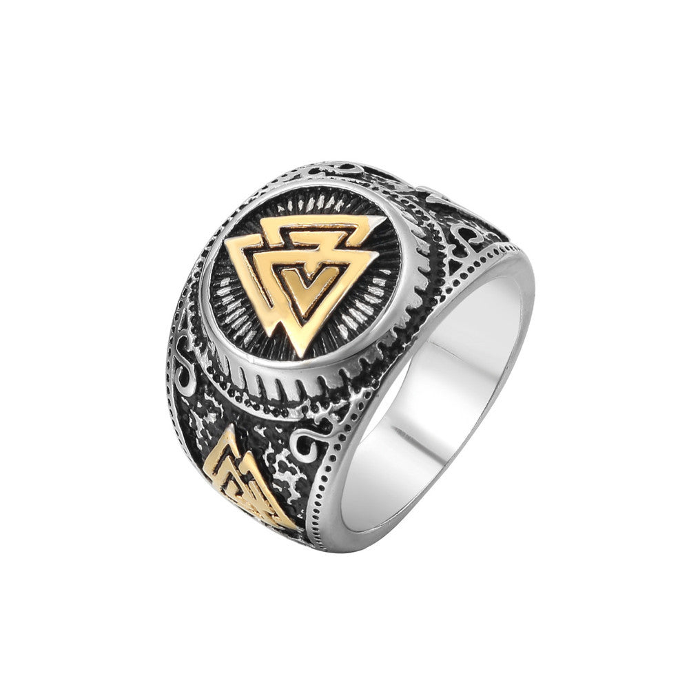 Retro Viking Triangle Men's Titanium Ring - Everyday Genie Collection