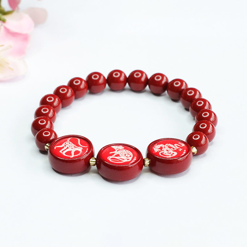 Cinnabar Zodiac Bracelet With Sterling Silver