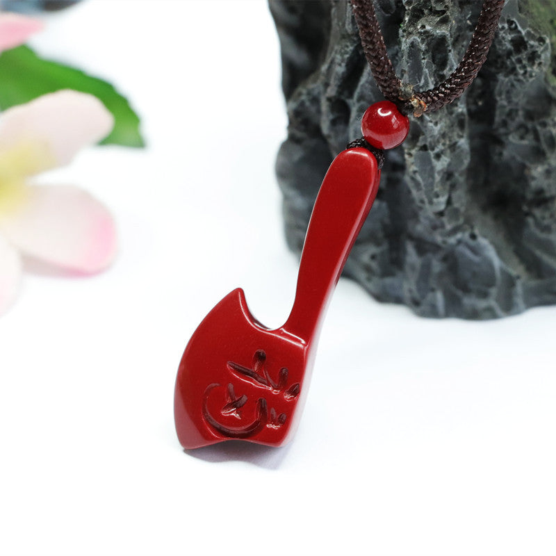 Fortune's Favor Cinnabar Axe Pendant - Sterling Silver Jewelry