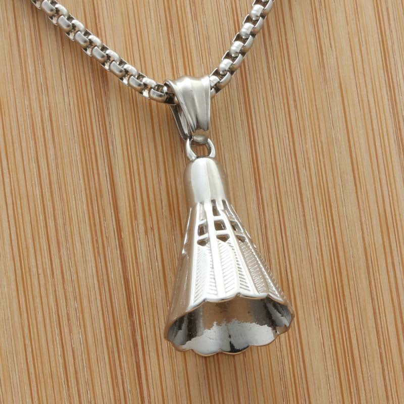 Customizable Titanium Steel Badminton Pendant Necklace for Trendy Men and Women - Sports-Inspired Punk Jewelry