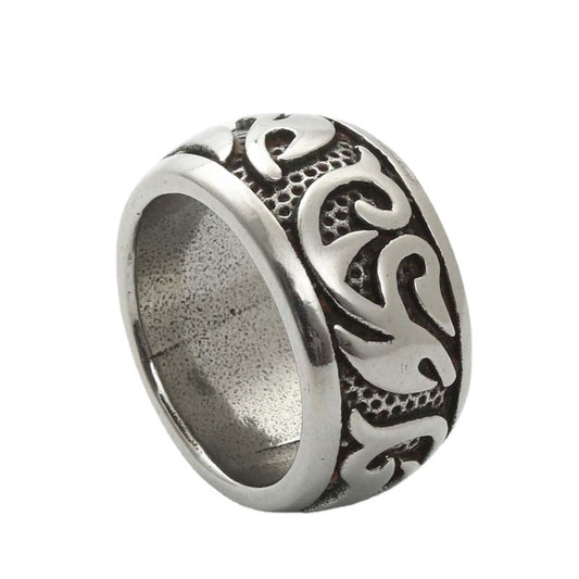 Titanium Steel Flame Totem Ring - Retro Punk Jewelry for Men