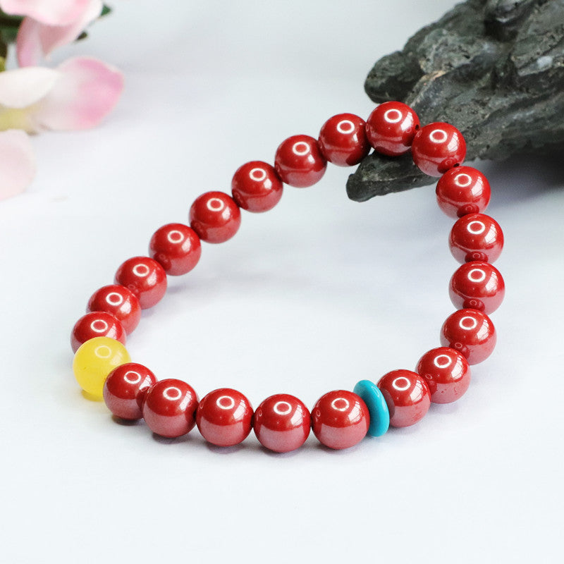 Emperor Sand Sterling Silver Bracelet with Cinnabar Stone