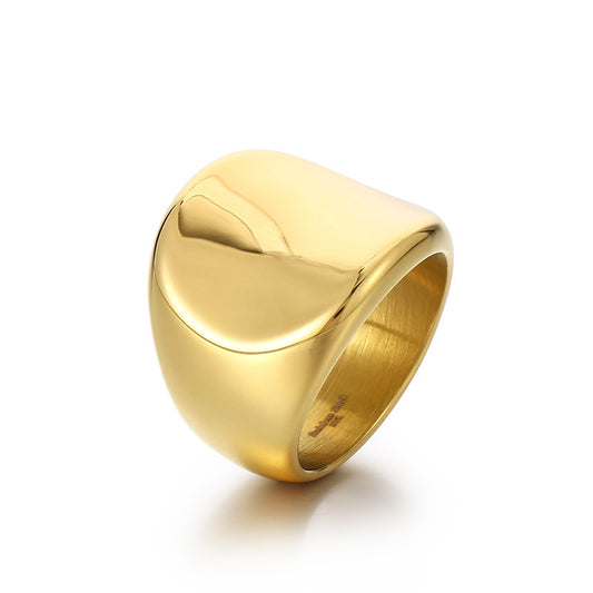 Luxury 18k Electroplated Men's Wide Band Ring - Minimalist Stainless Steel Design