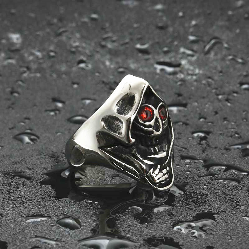 Titanium Steel Skull Ring - Retro Punk Rock Jewelry for Men