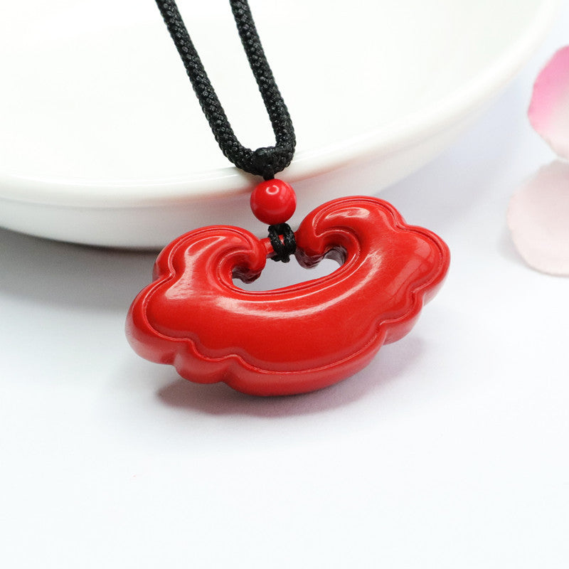 Auspicious Cinnabar Stone Ruyi Pendant