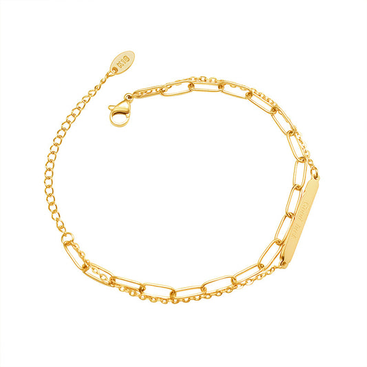 Chic Double-Layer Titanium Steel Bracelet with 18K Gold Plating