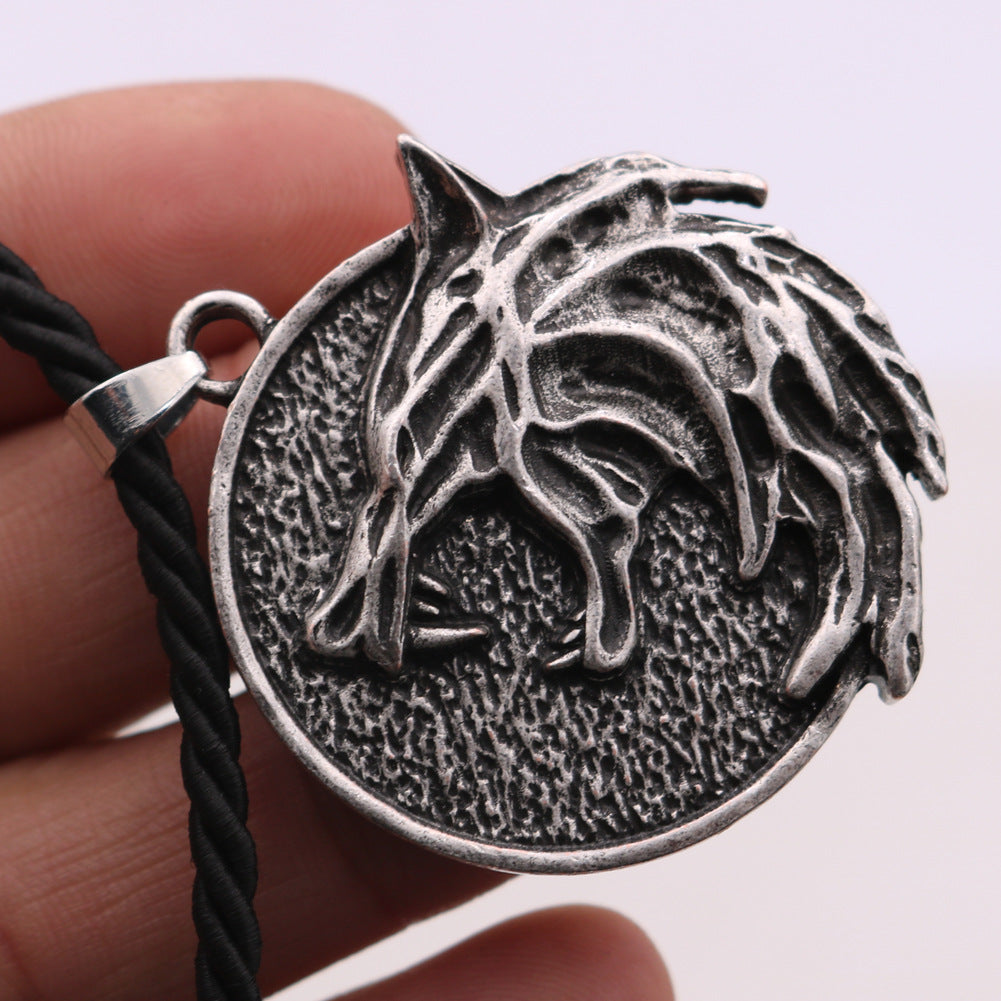 Wizard Wolf Head Necklace for Men - Norse Legacy Collection