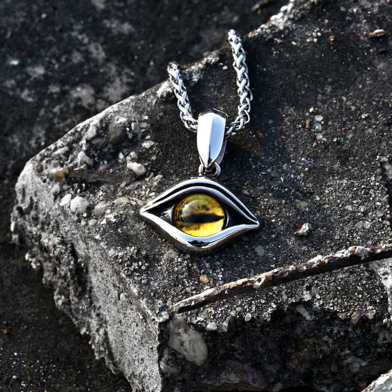 Vintage Titanium Steel Men's Devil Eye Pendant - Wholesale Retro Stainless Steel Jewelry