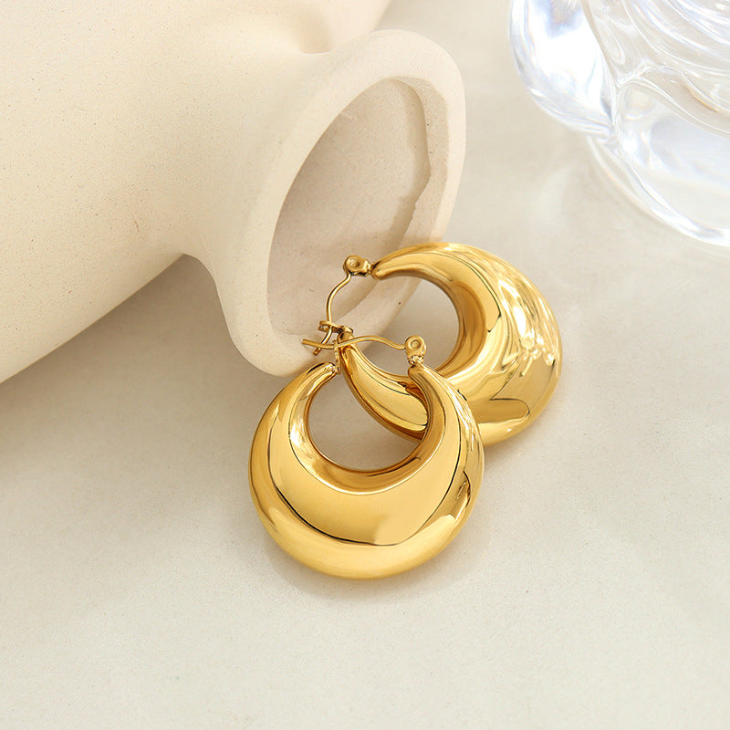 Exquisite U-Shaped Earrings: High-End Titanium Steel Gold-Plated Design