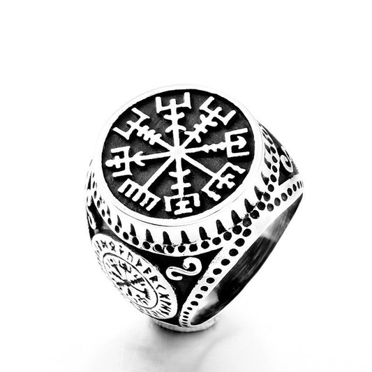 Personalized Retro Viking Letter Titanium Steel Ring for Men - Wholesale Stainless Steel Jewelry