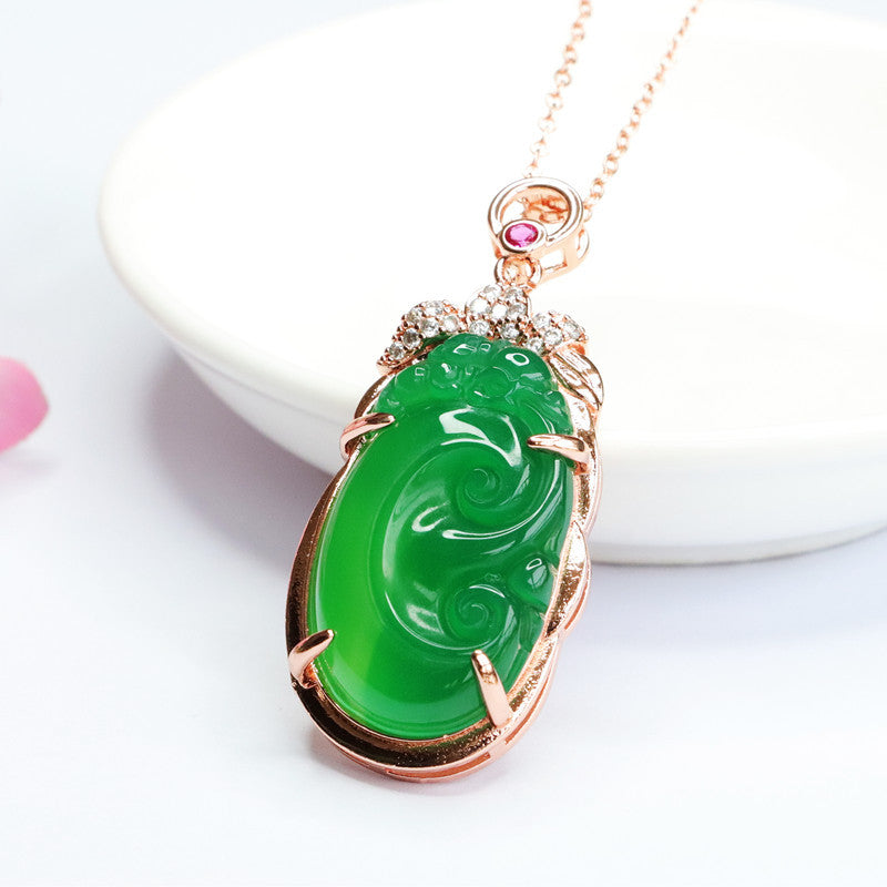 Elegant Chalcedony Fortune's Favor Zircon Sterling Silver Pendant