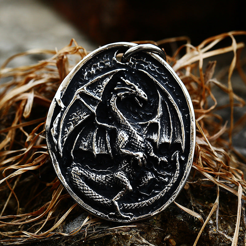 Vintage-Inspired Titanium Steel Dragon Pendant for Men – Cross-Border Retro Jewelry