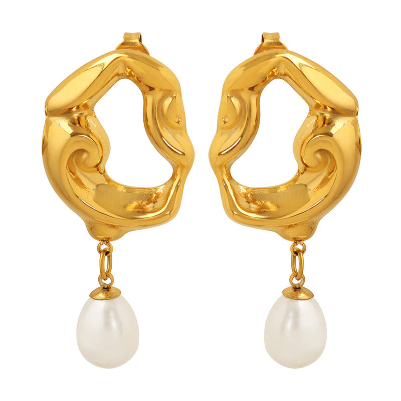 Extravagant Freshwater Pearl Pendant Earrings with French Retro Charm