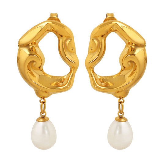 Extravagant Freshwater Pearl Pendant Earrings with French Retro Charm