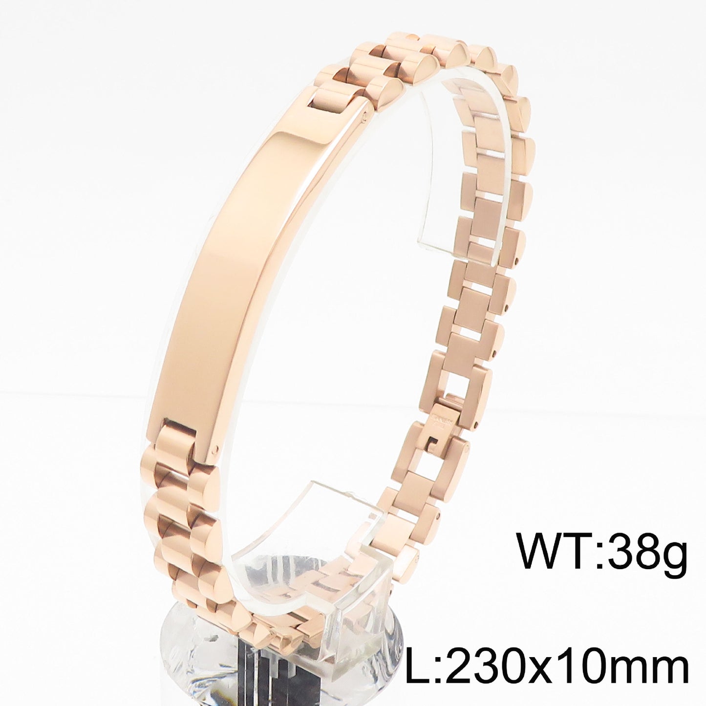 Stylish Customizable Curved Titanium Steel Bracelet for Men with Adjustable Chain