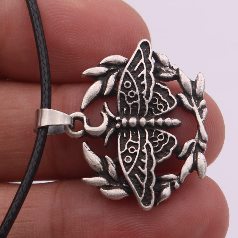 Mini Moon and Death Moth Necklace - European and American Style Men's Pendant