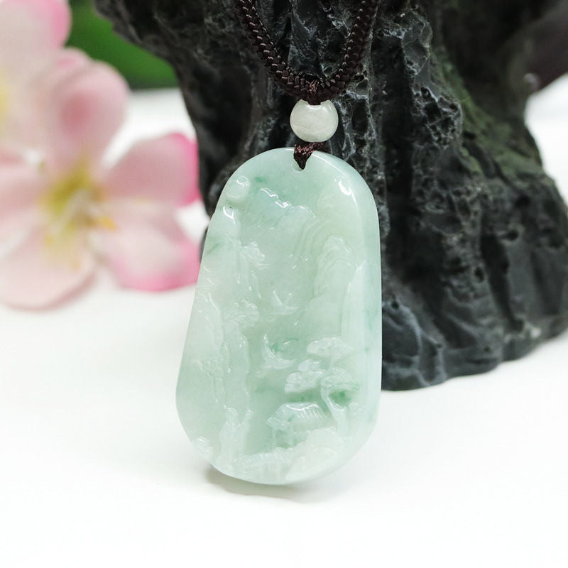 Myanmar A Grade Jade Trapezoidal Pendant - Fortune's Favor Jade Jewelry