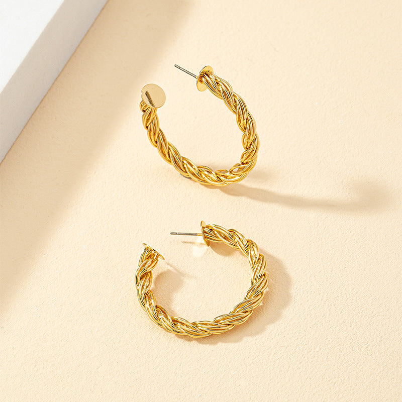 Golden C-Shaped Vienna Verve Earrings by Planderful