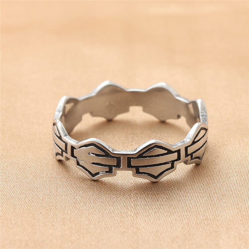 Titanium Steel Viking Shield Ring - Personalized Retro Men's Accessory