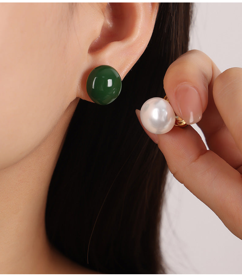 Luxurious Vintage Style Enamel Pearl Earrings for Women